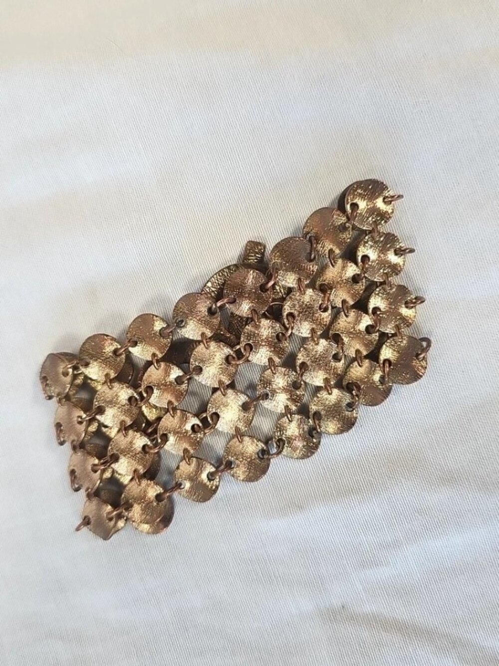 Vintage Four-Row-Bronze- Tone Linked Disc Bracelet